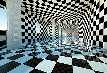 Fototapeta Čiernobiely 3d interiér 1139